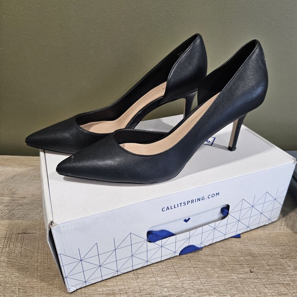 Call It Spring Women's Size 7.5 Black Faux Leather Pointed Toe Pumps